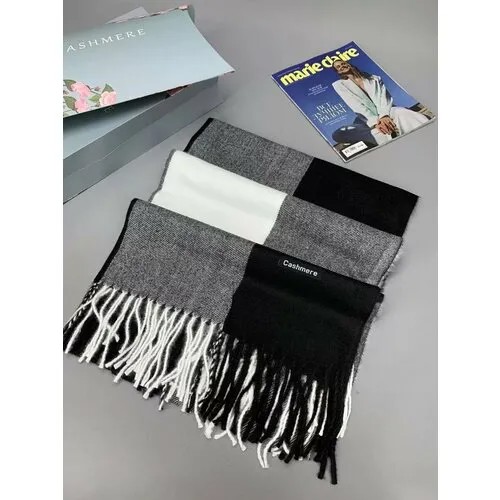Палантин Cashmere, белый, черный