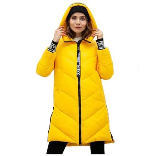 Женское зимнее пальто пуховик. MALINARDI, цвет желтый, размер 2XL