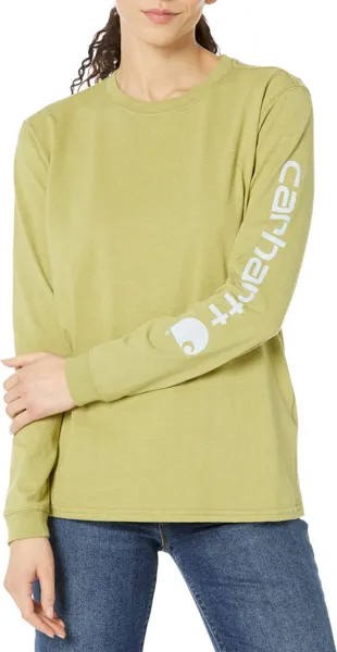 Свободная футболка с длинными рукавами и рисунком Carhartt, цвет Green Olive Heather