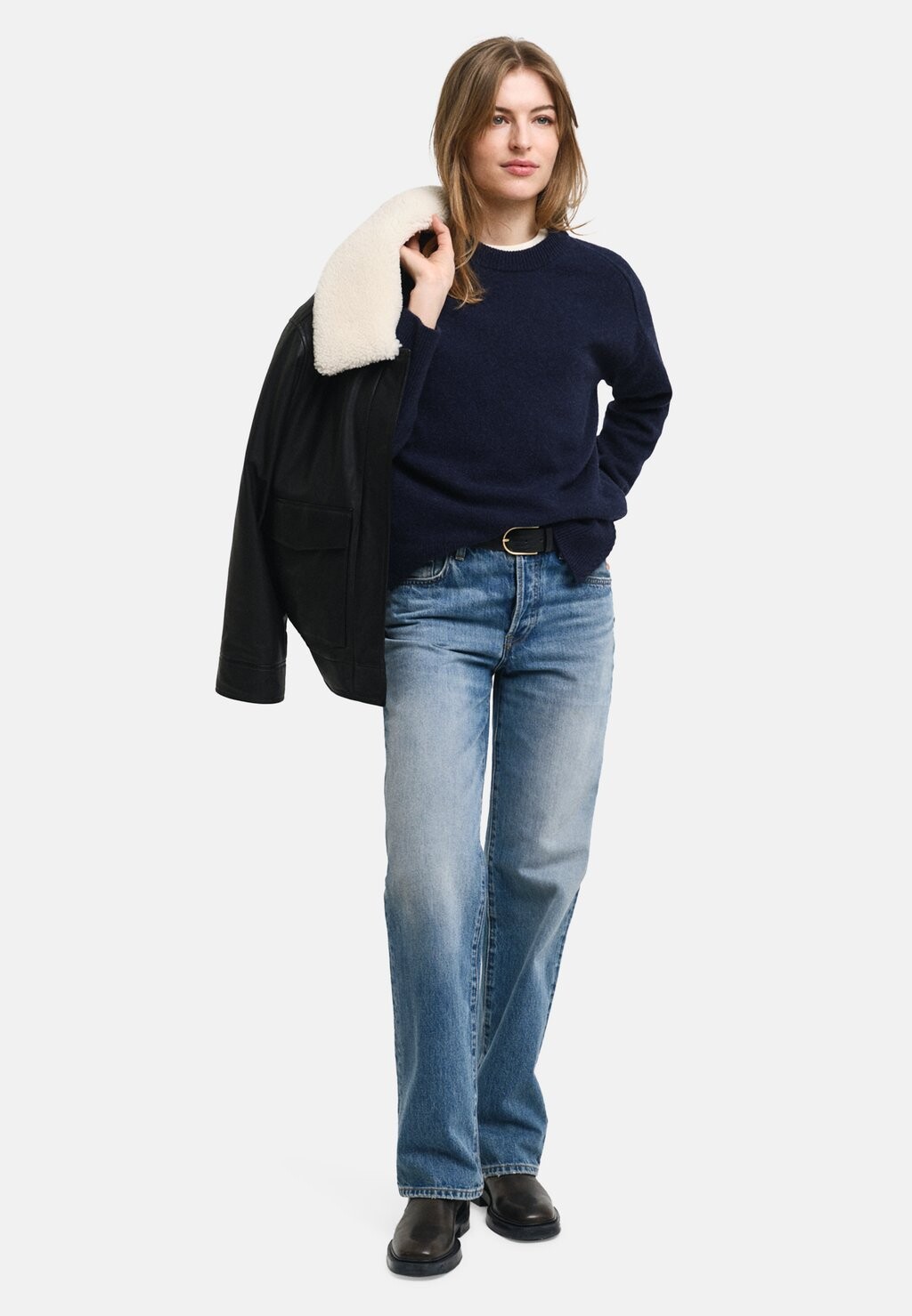 Джемпер C NECK GANT, темно-синий