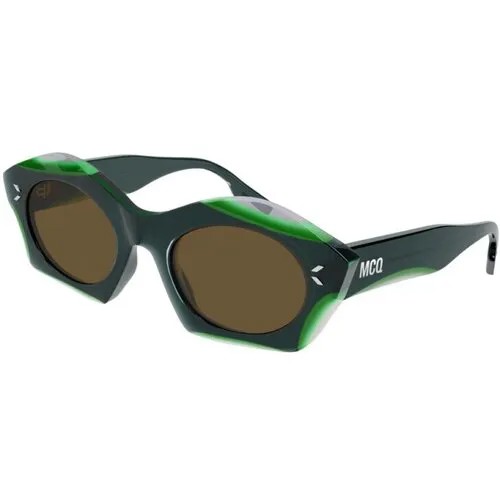 Солнцезащитные очки McQ Alexander McQueen, кошачий глаз, с защитой от УФ, для женщин, зеленый