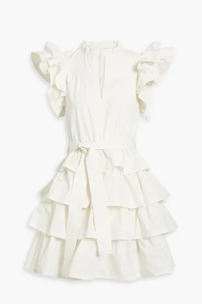 Платье мини Lulua из хлопкового поплина с оборками ULLA JOHNSON, слоновая кость