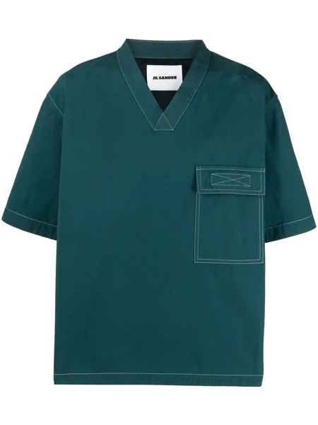 Jil Sander рубашка с контрастной строчкой