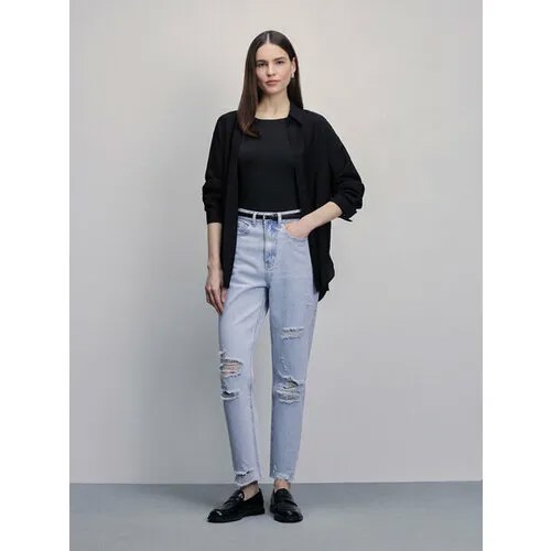 Джинсы мом Zarina, размер XS (RU 42)/170, светлый индиго