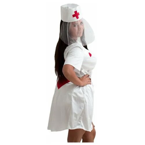Взрослый карнавальный костюм Медсестра, 44-50 (шапочка, платье)