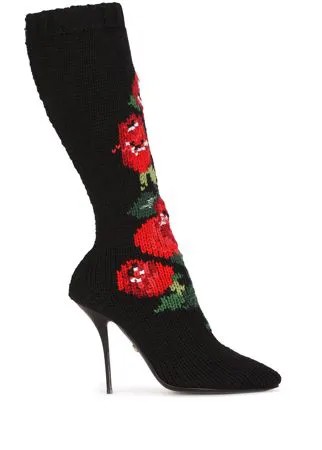 Dolce & Gabbana сапоги на шпильке с цветочным узором