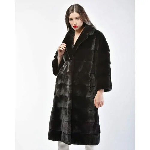 Пальто Manakas Frankfurt, норка, силуэт прямой, размер 36, черный