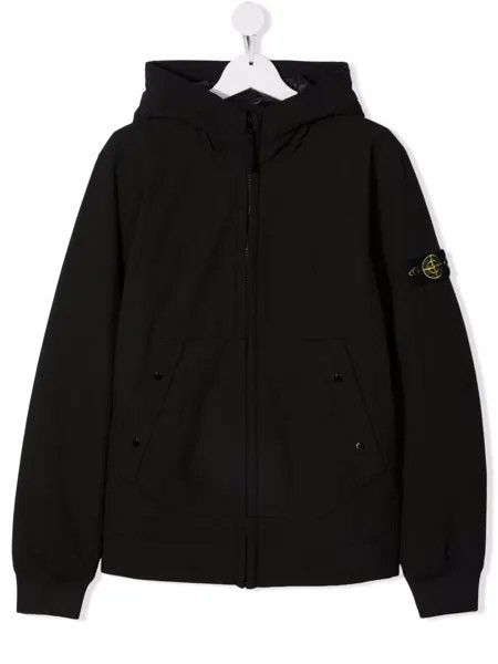 Stone Island Junior куртка с капюшоном и нашивкой-логотипом