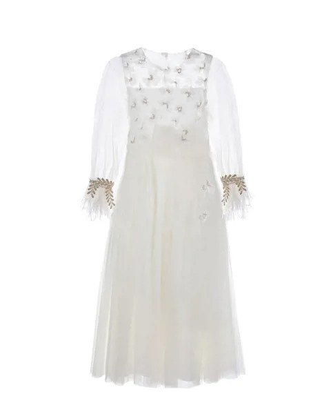 Белое платье с перьями Designers Cat