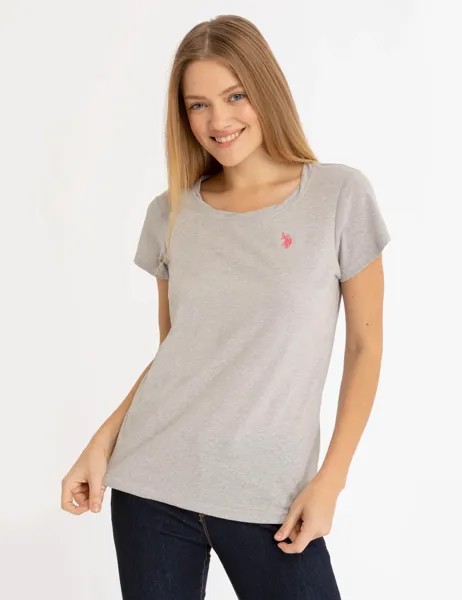 Футболка U.S. Polo Assn. Twist Neck Snow Yarn, светло-серый