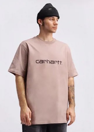 Футболка CARHARTT WIP S/S Script T-Shirt Earthy Pink / Black 2021