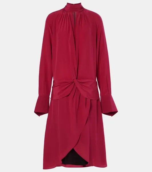 Платье миди из шелкового крепа со сборками Nina Ricci, цвет burnt fuxia