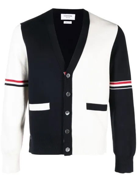 Thom Browne кардиган в стиле колор-блок, синий