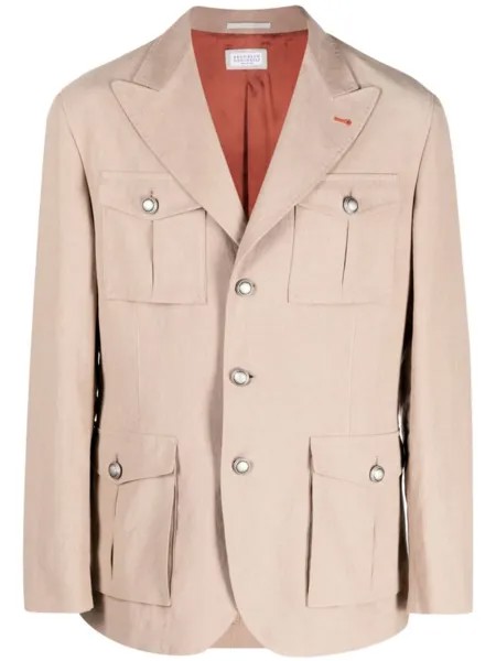Brunello Cucinelli льняной пиджак, коричневый