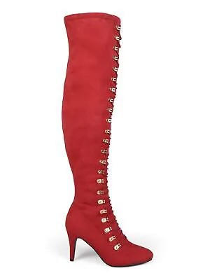 JOURNEE COLLECTION Женские красные кружевные эластичные ботинки на шпильке Trill Stiletto Zip-Up, высота 6,5 м