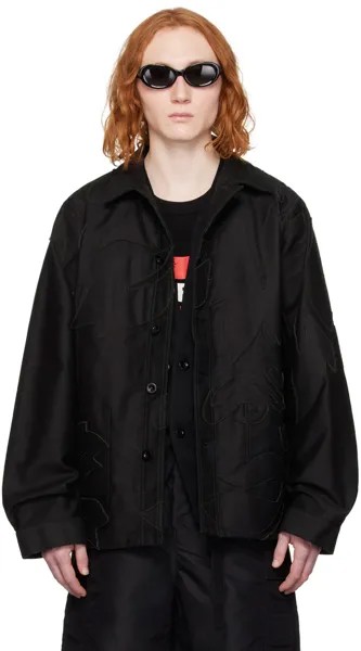 Черная куртка с цветочным принтом Sacai