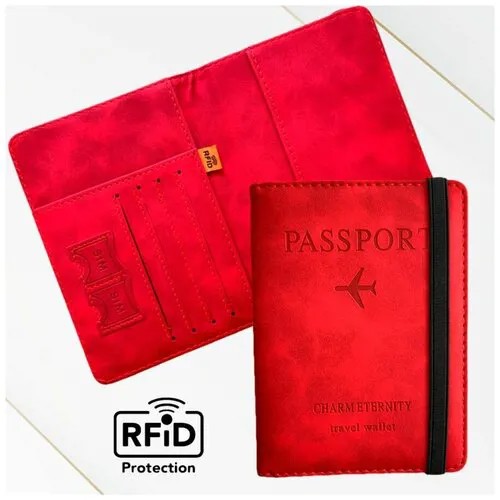 Для паспорта , экокожа, красный
