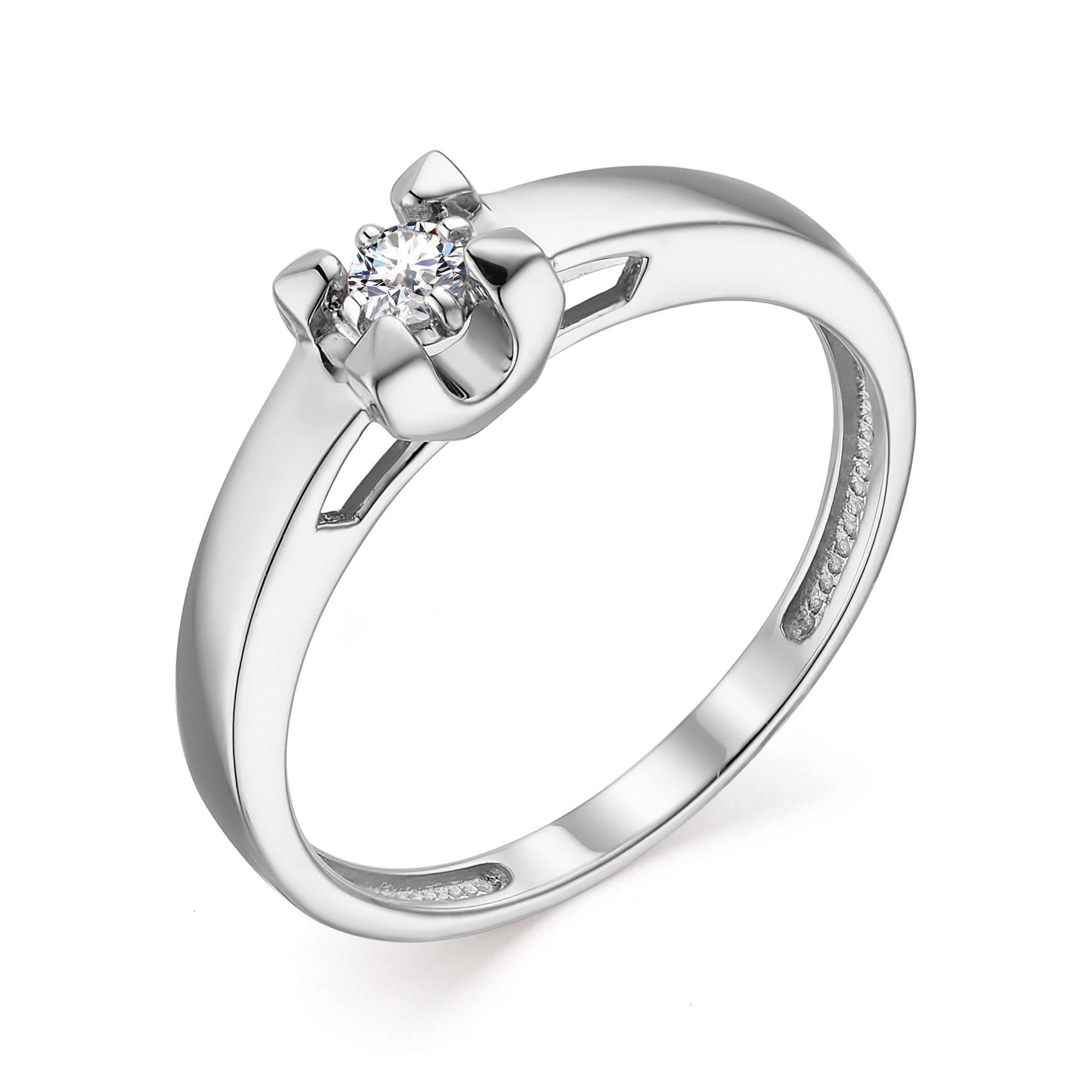 Кольцо женское АЛЬКОР 13666-200 из золота, бриллиант, р. 19
