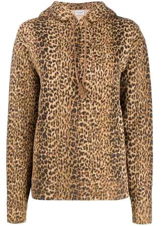Saint Laurent худи с леопардовым принтом