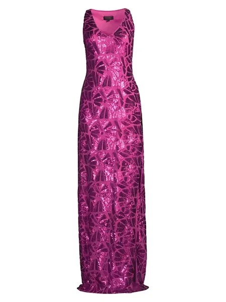 Платье-колонна с блестками и блестками для светских мероприятий Donna Karan New York, пурпурный