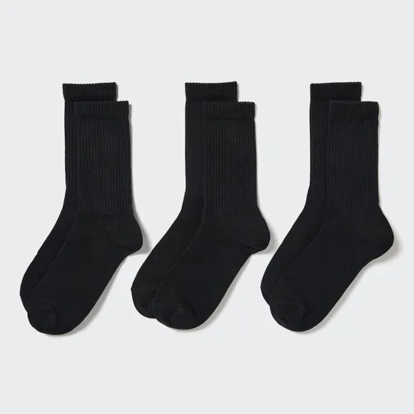 Женские носки Uniqlo 3 пары в рубчик, черный