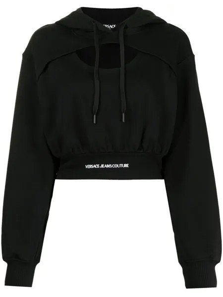 Versace Jeans Couture худи с вырезом и логотипом, черный