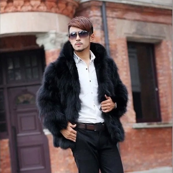 Модное зимнее высококачественное короткое пальто из искусственного лисьего меха, Мужская Новая Корейская версия, теплая норковая куртка с длинным рукавом, пальто из искусственного меха