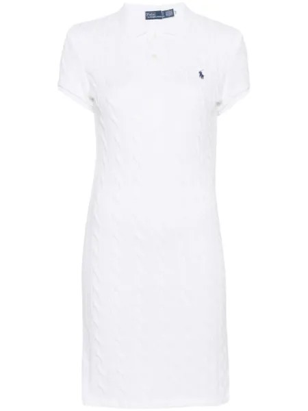 Polo Ralph Lauren платье мини фактурной вязки, белый