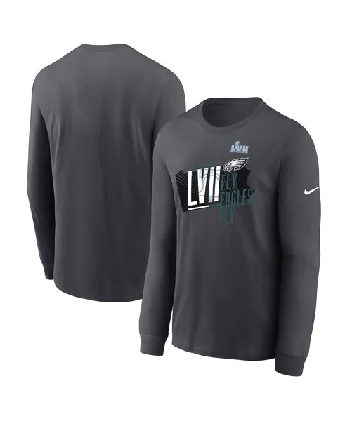 Мужская футболка антрацитового цвета с длинным рукавом Philadelphia Eagles Super Bowl LVII Local Phrase Nike