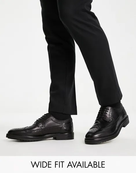 Черные кожаные броги на массивной подошве ASOS DESIGN