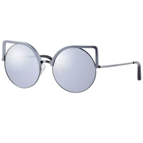 Солнцезащитные очки Matthew Williamson, круглые, оправа: металл, для женщин, серебряный