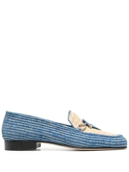 Edhen Milano Agadir interwoven raffia loafers, синий