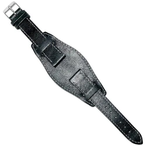 Ремешок 1802-01/0 НАП (чер) Druid Черный кожаный ремень напульсник 18 мм для часов наручных командирские из кожи натуральной мужской