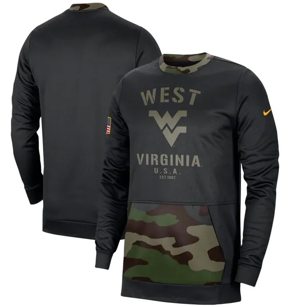 Мужской пуловер Nike West Virginia Mountaineers черного/камуфляжного цвета в стиле милитари