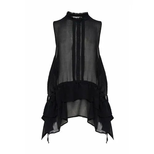 Блуза  Isabel Benenato, нарядный стиль, полупрозрачная, размер 48, черный
