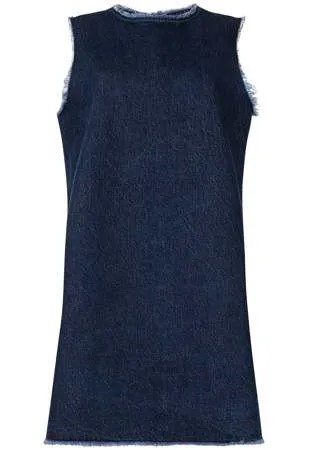 Raf Simons джинсовое платье-трапеция с бахромой