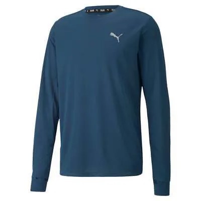 Puma Favourite Running Crew Neck Long Sleeve Athletic TShirt Mens Blue Casual Top