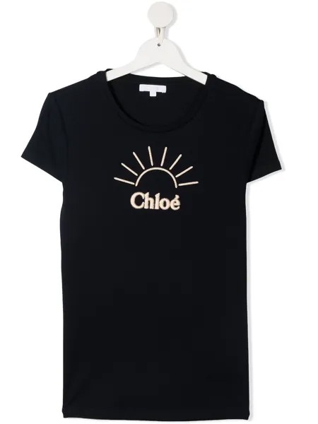 Chloé Kids футболка с вышивкой