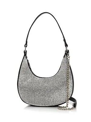 AQUA Женская черная сумка на плечо с одним ремешком, 44 дюйма, с украшенным ремешком-цепочкой