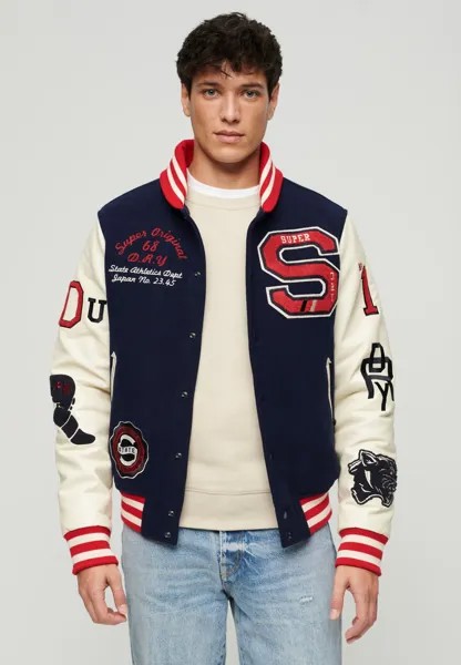 Куртка-бомбер COLLEGE VARSITY PATCHED Superdry, цвет atlantic navy