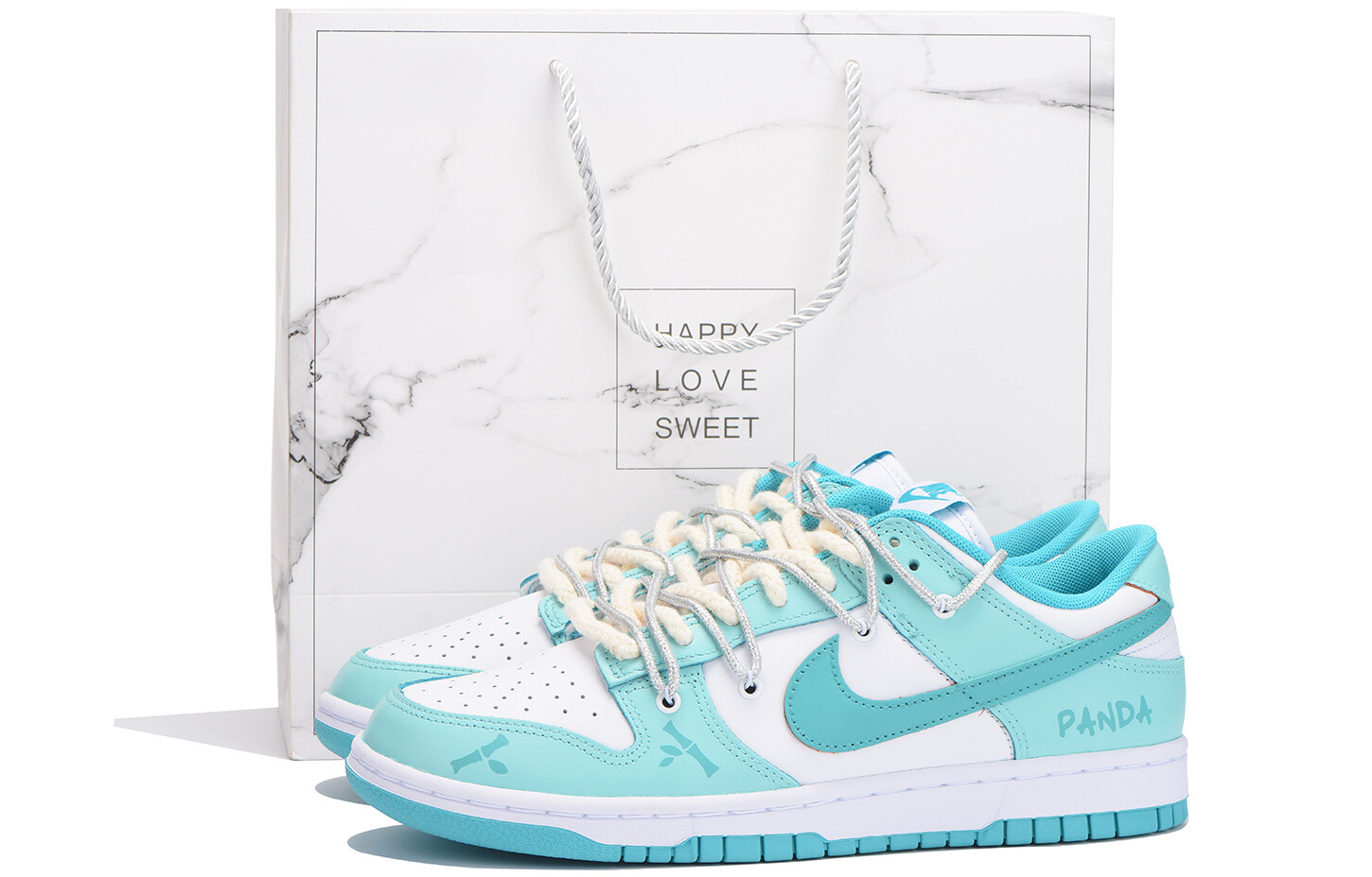 Кроссовки Nike Dunk Skateboarding Shoes Unisex Low-top White, зеленый