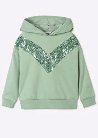 Мятное худи oversize с пайетками для девочки Gloria Jeans