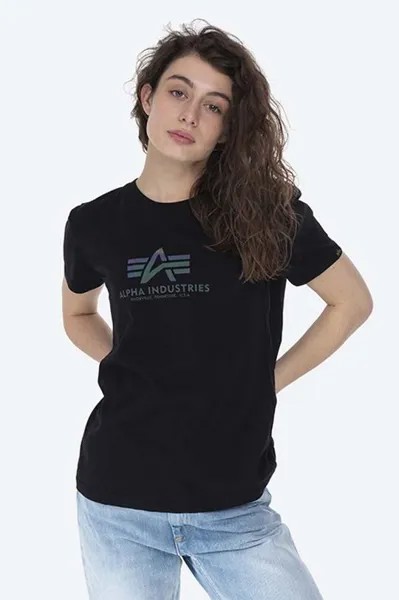 Светоотражающая хлопковая футболка New Basic Tee Alpha Industries, черный