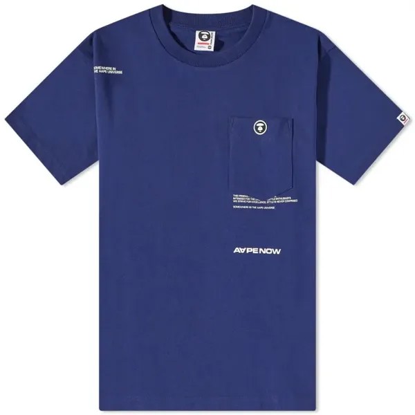 Футболка Aape Now Silicone Badge Pocket Tee, синий