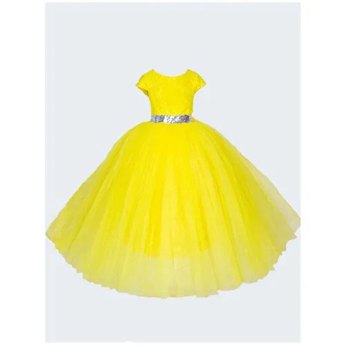Платье Laura, нарядное, однотонное, размер 134-140, желтый