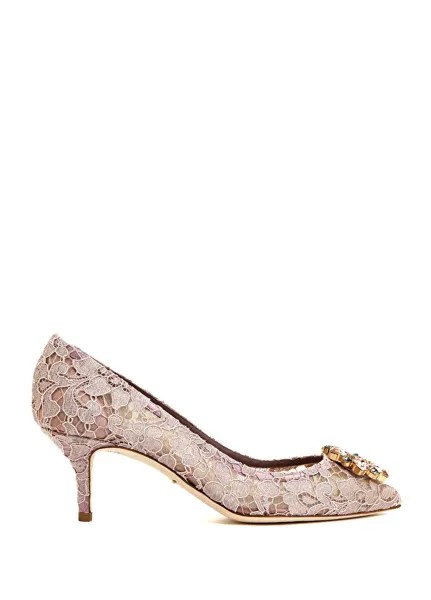 Туфли на каблуке с кружевом и радужной пудрой Dolce&Gabbana
