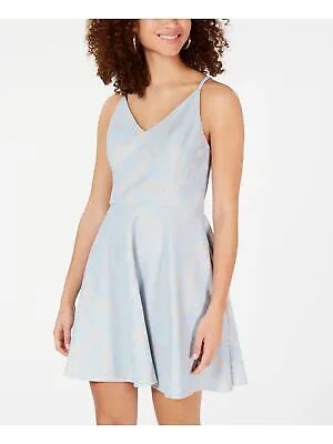 SPECHLESS Женское светло-голубое кружевное короткое вечернее платье с открытой спиной и цветочным принтом для юниоров 0