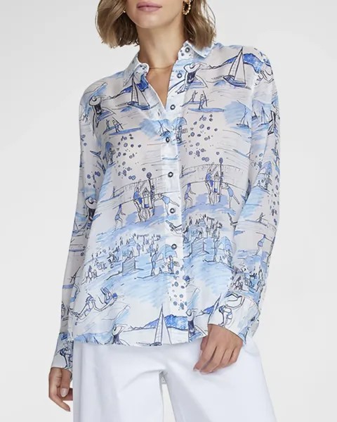 Тканая рубашка с принтом Carrie Beach Robert Graham, цвет Blue