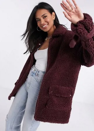 Красное пальто из искусственного меха Missguided-Красный