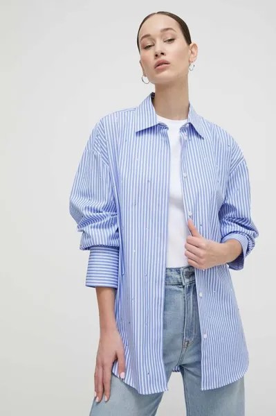 Хлопковая рубашка Msgm, синий